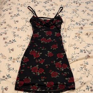 XS Garage Floral Black and Red Dress